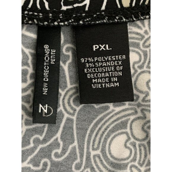 New Directions Womens Petite Black & White Patterned Dress With Crochet Accents - Picture 6 of 12